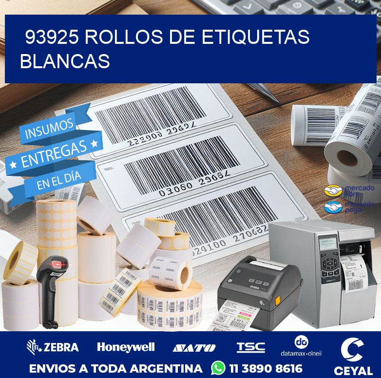 93925 ROLLOS DE ETIQUETAS BLANCAS