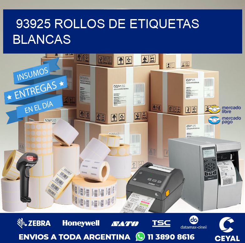 93925 ROLLOS DE ETIQUETAS BLANCAS