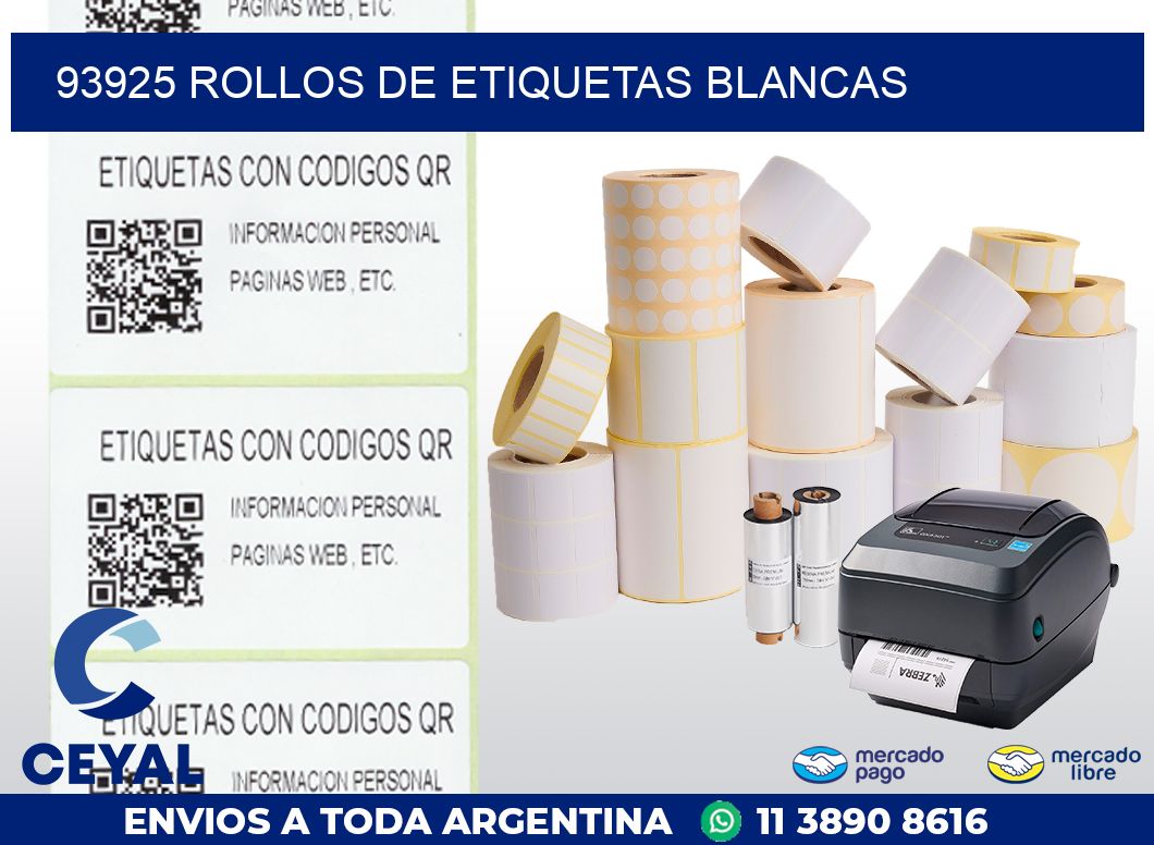 93925 ROLLOS DE ETIQUETAS BLANCAS