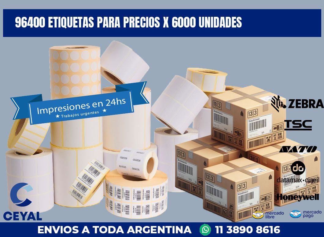 96400 ETIQUETAS PARA PRECIOS X 6000 UNIDADES