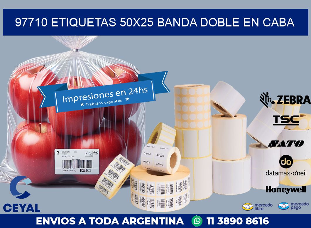 97710 ETIQUETAS 50X25 BANDA DOBLE EN CABA