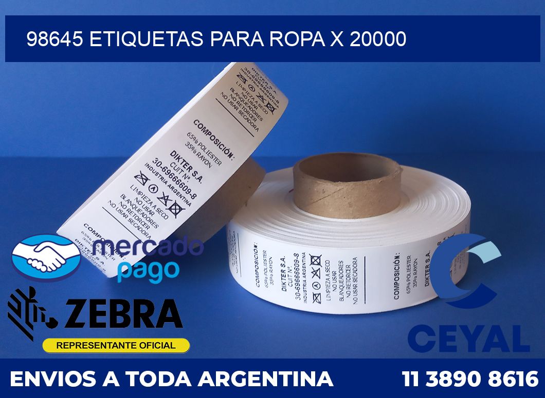 98645 ETIQUETAS PARA ROPA X 20000