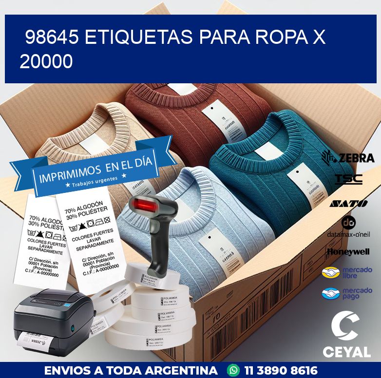 98645 ETIQUETAS PARA ROPA X 20000