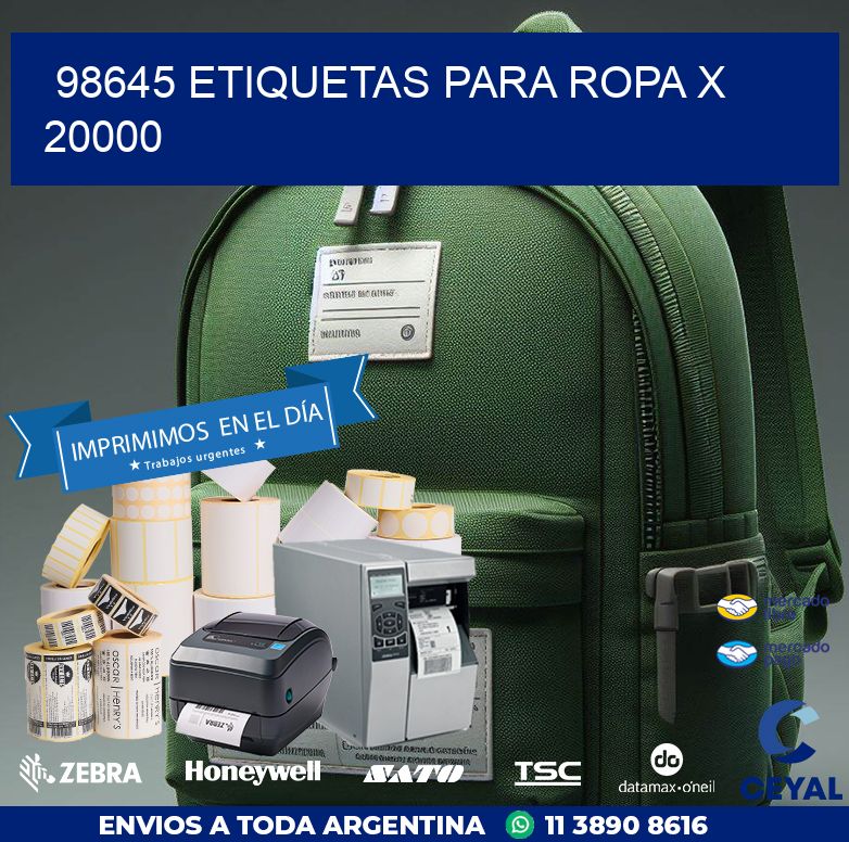 98645 ETIQUETAS PARA ROPA X 20000