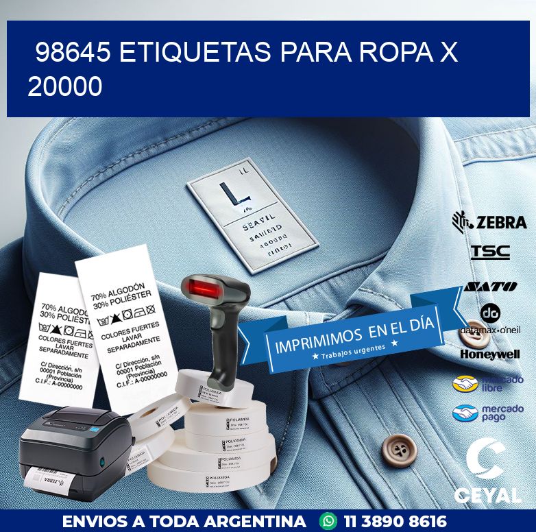98645 ETIQUETAS PARA ROPA X 20000