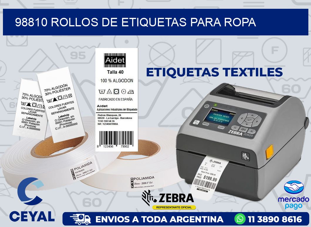 98810 ROLLOS DE ETIQUETAS PARA ROPA