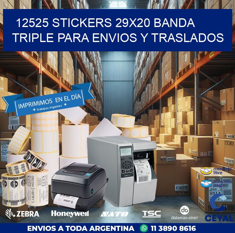 12525 STICKERS 29X20 BANDA TRIPLE PARA ENVIOS Y TRASLADOS