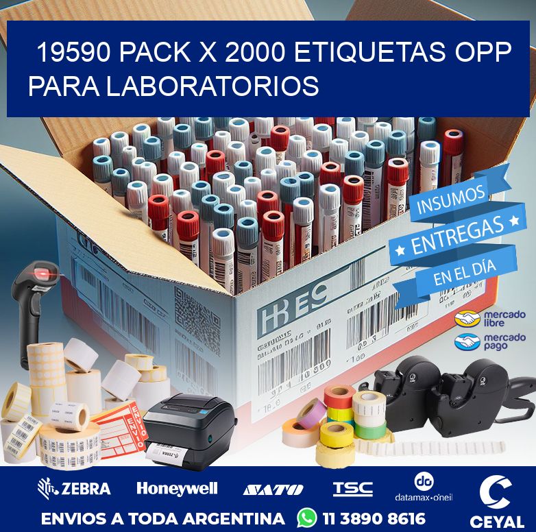 19590 PACK X 2000 ETIQUETAS OPP PARA LABORATORIOS