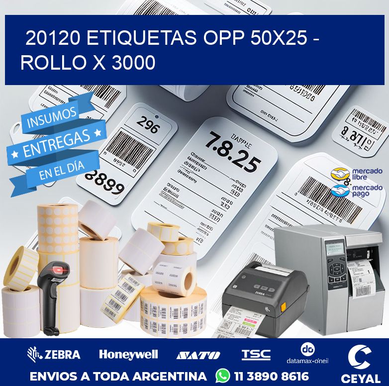 20120 ETIQUETAS OPP 50X25 - ROLLO X 3000