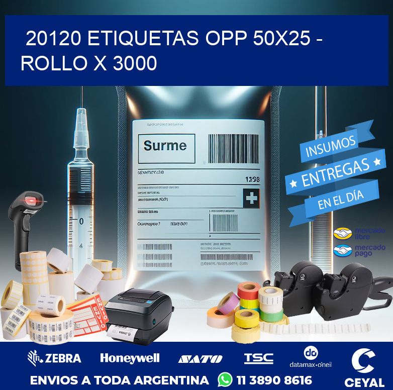 20120 ETIQUETAS OPP 50X25 - ROLLO X 3000