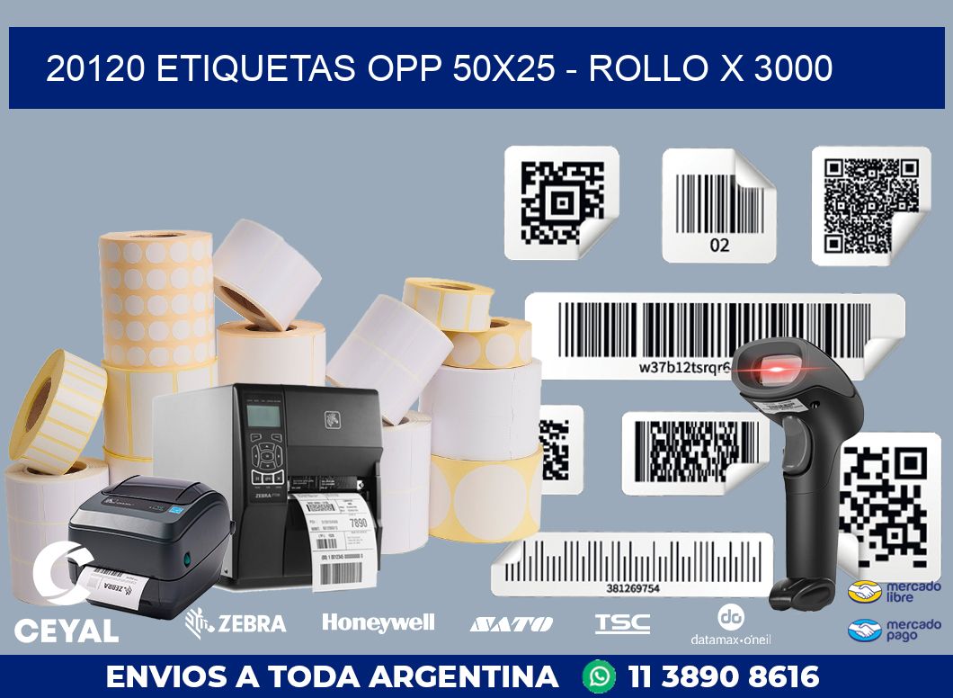 20120 ETIQUETAS OPP 50X25 - ROLLO X 3000