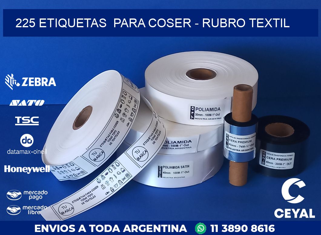 225 ETIQUETAS  PARA COSER - RUBRO TEXTIL