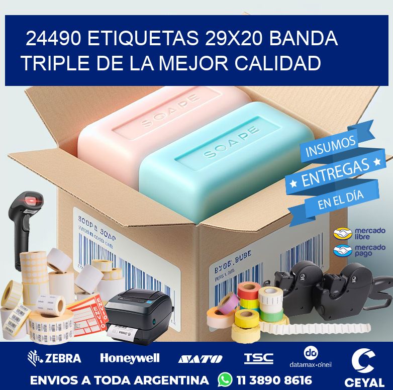 24490 ETIQUETAS 29X20 BANDA TRIPLE DE LA MEJOR CALIDAD