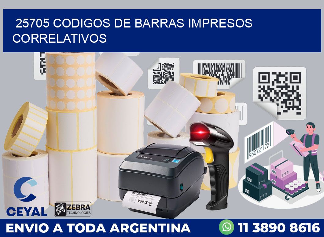 25705 codigos de barras impresos correlativos