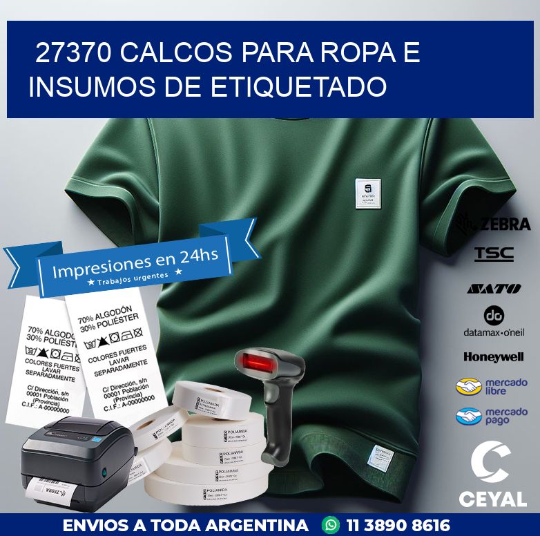 27370 CALCOS PARA ROPA E INSUMOS DE ETIQUETADO