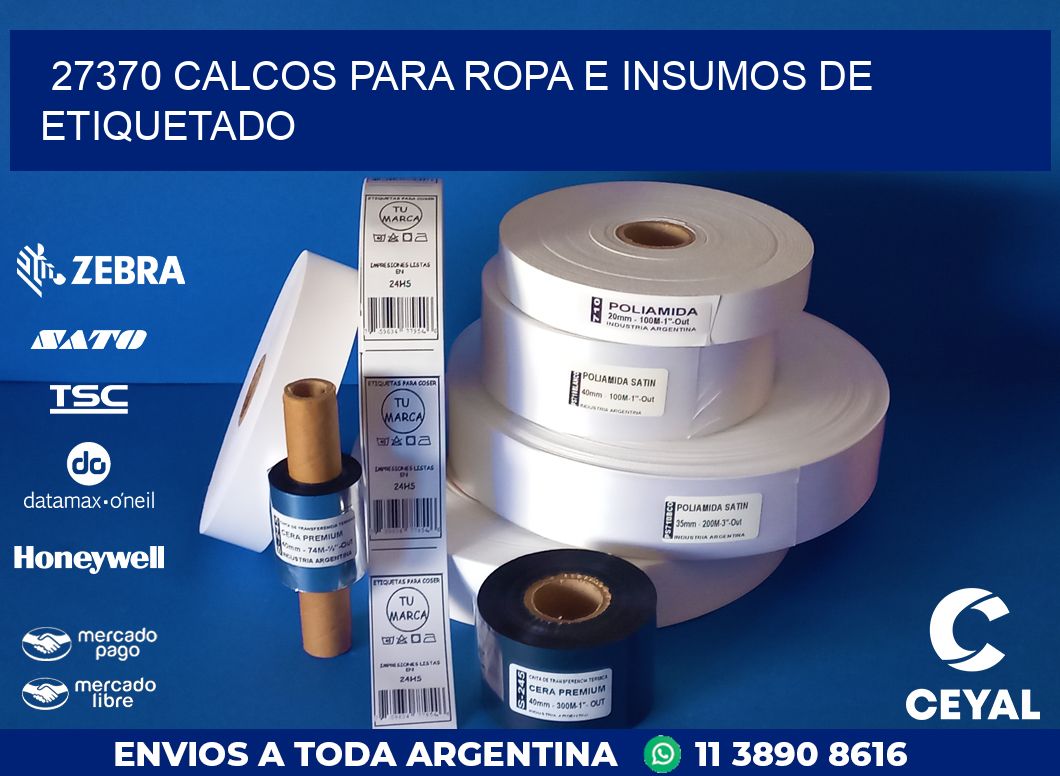 27370 CALCOS PARA ROPA E INSUMOS DE ETIQUETADO