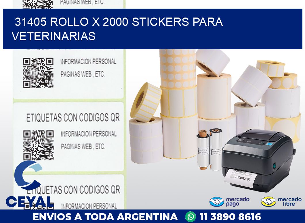 31405 ROLLO X 2000 STICKERS PARA VETERINARIAS