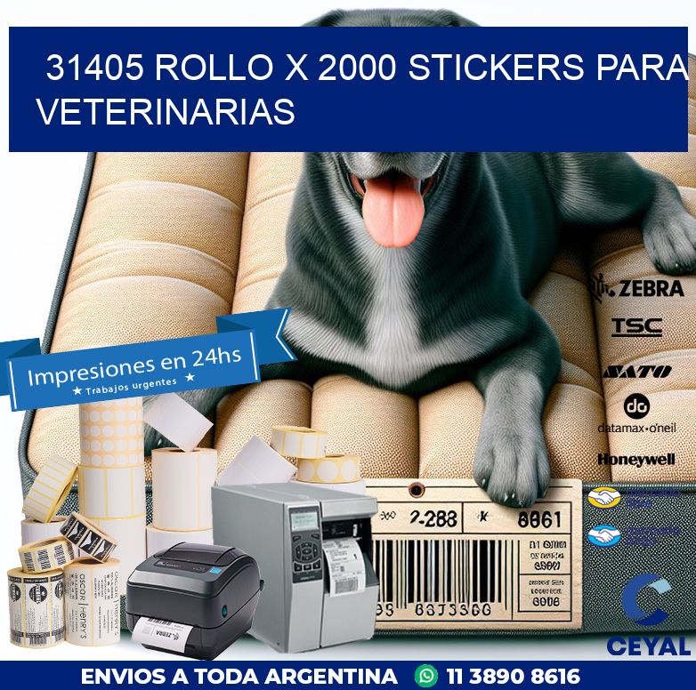 31405 ROLLO X 2000 STICKERS PARA VETERINARIAS