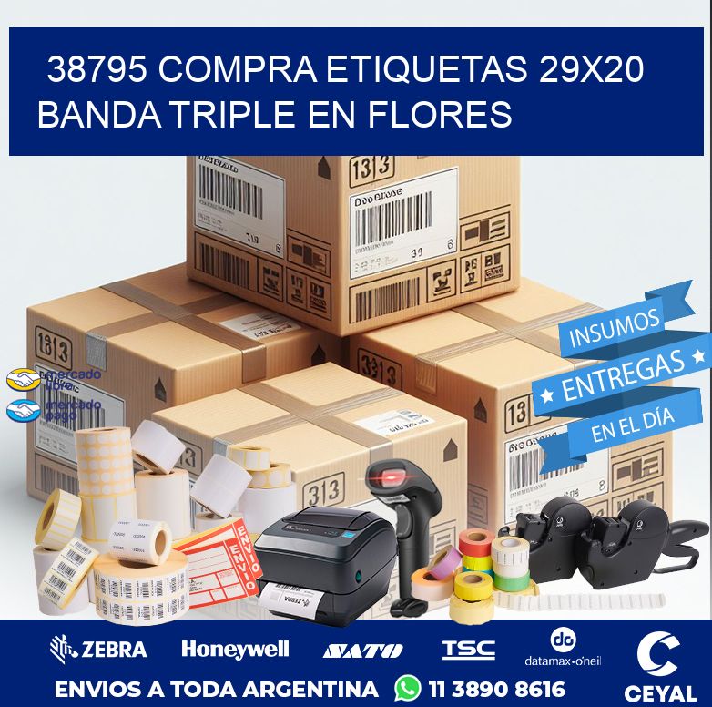38795 COMPRA ETIQUETAS 29X20 BANDA TRIPLE EN FLORES
