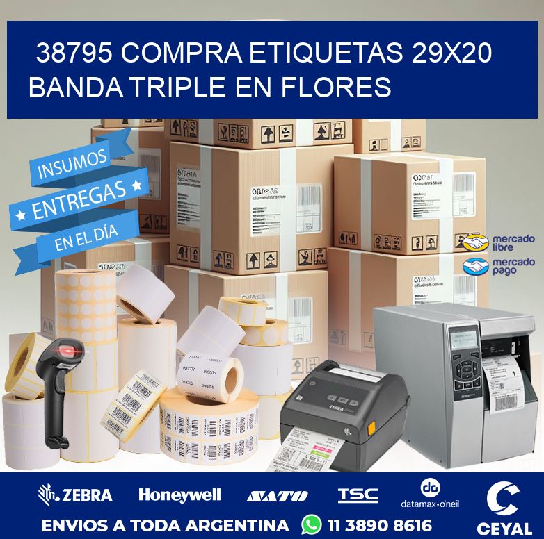 38795 COMPRA ETIQUETAS 29X20 BANDA TRIPLE EN FLORES