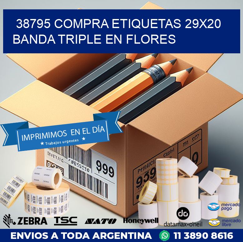 38795 COMPRA ETIQUETAS 29X20 BANDA TRIPLE EN FLORES