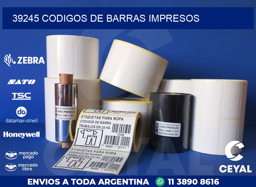 39245 codigos de barras impresos