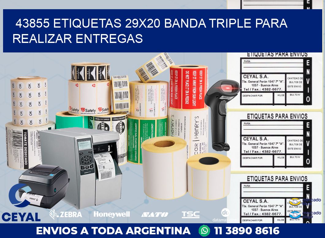 43855 ETIQUETAS 29X20 BANDA TRIPLE PARA REALIZAR ENTREGAS
