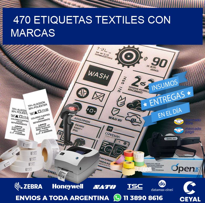 470 ETIQUETAS TEXTILES CON MARCAS