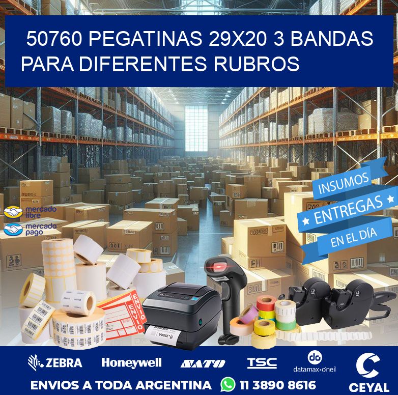 50760 PEGATINAS 29X20 3 BANDAS PARA DIFERENTES RUBROS