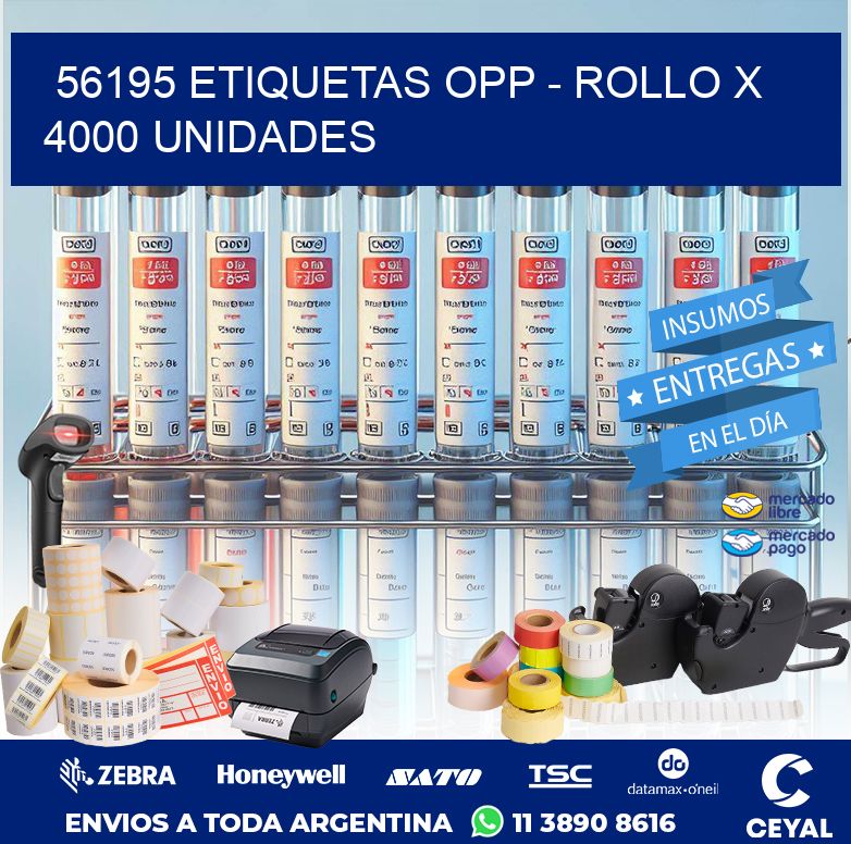 56195 ETIQUETAS OPP - ROLLO X 4000 UNIDADES