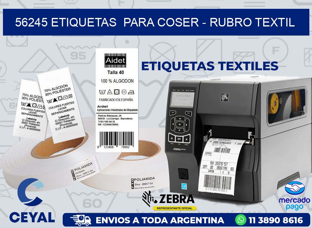 56245 ETIQUETAS  PARA COSER - RUBRO TEXTIL