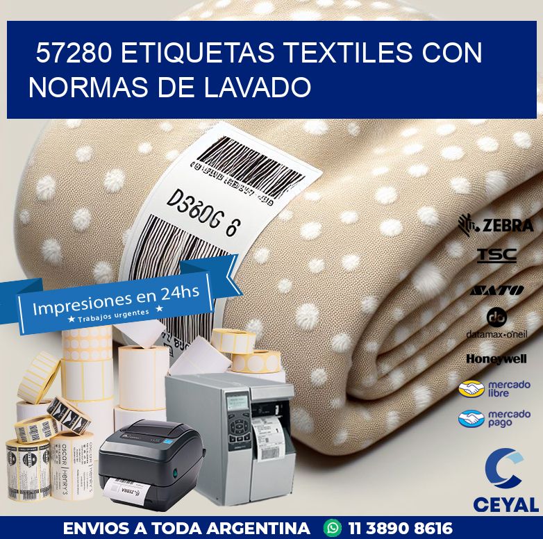 57280 ETIQUETAS TEXTILES CON NORMAS DE LAVADO