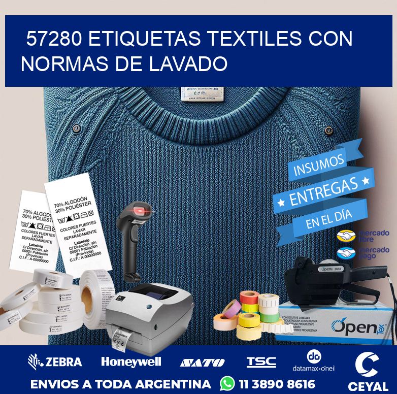 57280 ETIQUETAS TEXTILES CON NORMAS DE LAVADO