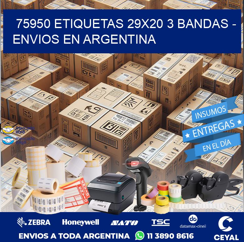 75950 ETIQUETAS 29X20 3 BANDAS - ENVIOS EN ARGENTINA