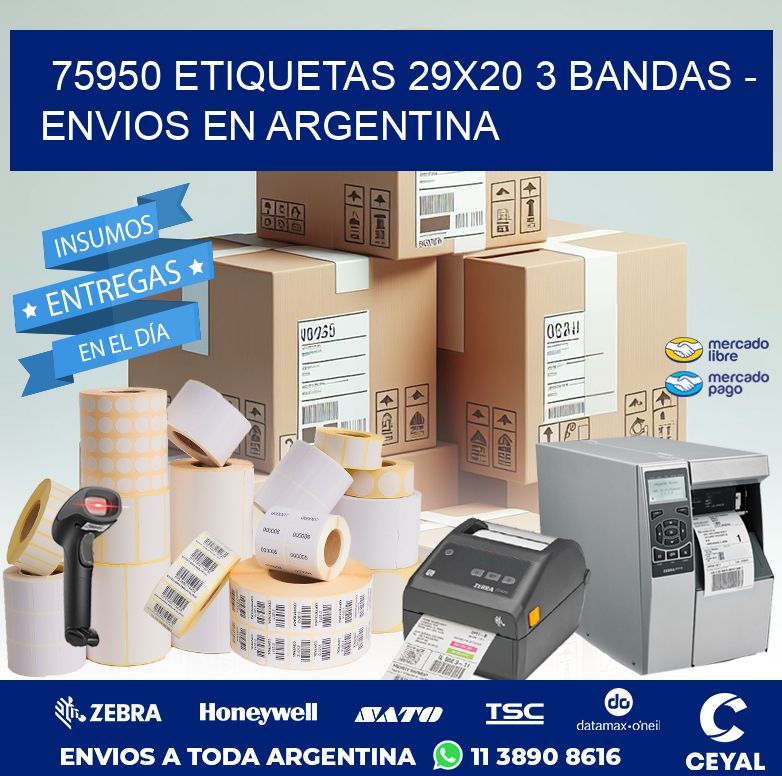 75950 ETIQUETAS 29X20 3 BANDAS - ENVIOS EN ARGENTINA