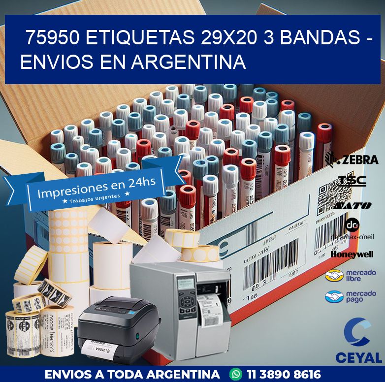 75950 ETIQUETAS 29X20 3 BANDAS - ENVIOS EN ARGENTINA
