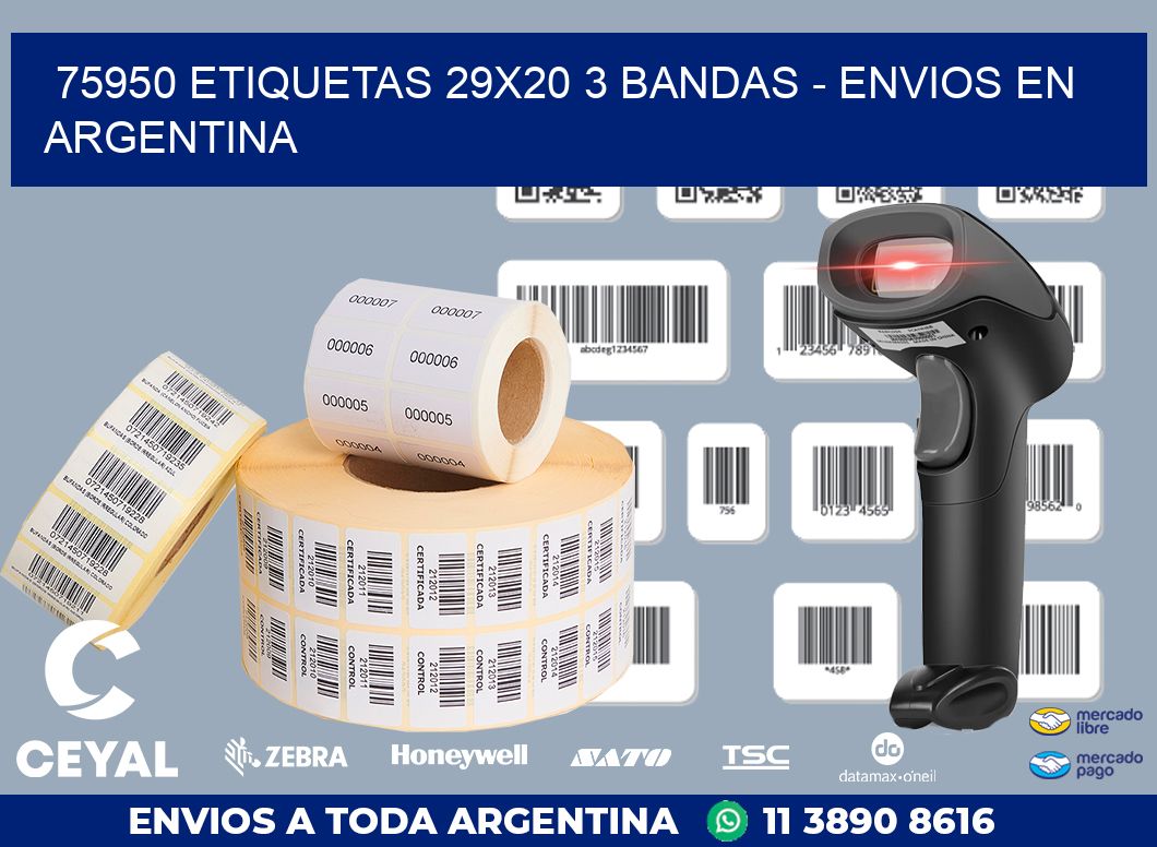 75950 ETIQUETAS 29X20 3 BANDAS – ENVIOS EN ARGENTINA