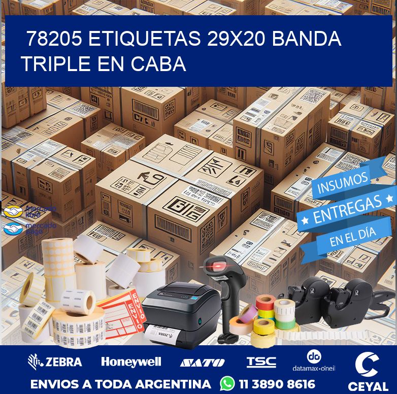 78205 ETIQUETAS 29X20 BANDA TRIPLE EN CABA