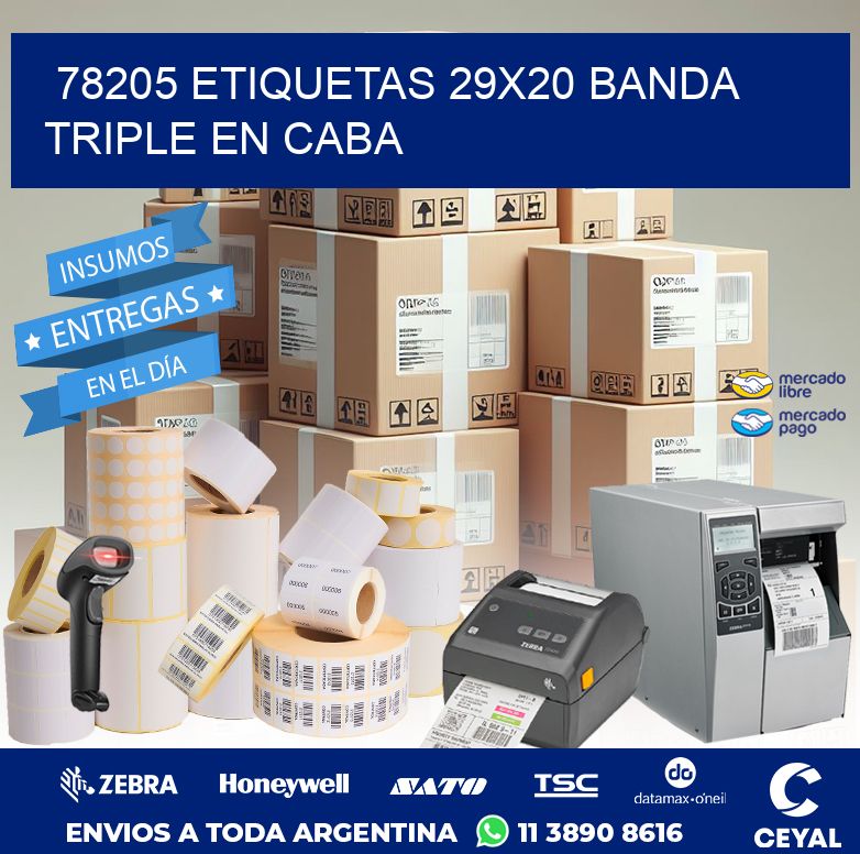 78205 ETIQUETAS 29X20 BANDA TRIPLE EN CABA