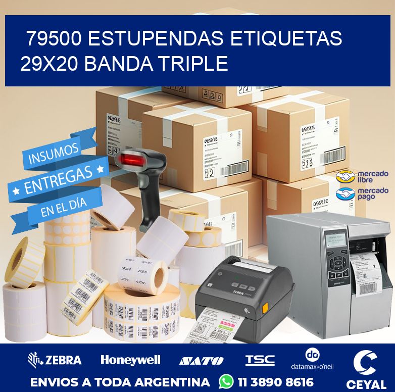 79500 ESTUPENDAS ETIQUETAS 29X20 BANDA TRIPLE