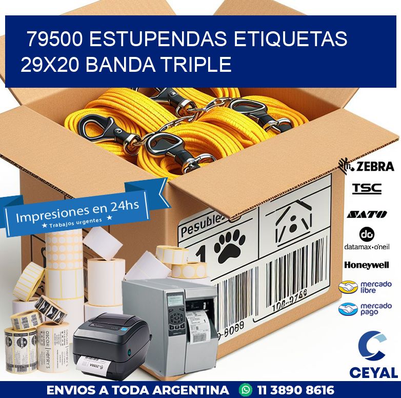 79500 ESTUPENDAS ETIQUETAS 29X20 BANDA TRIPLE