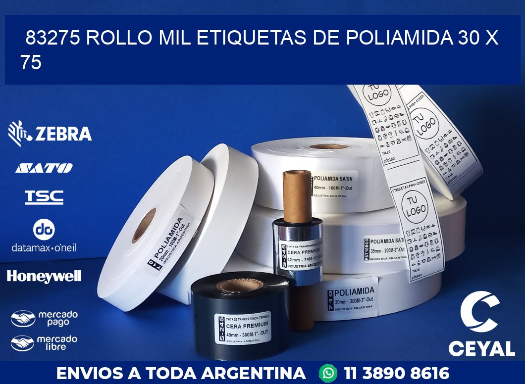 83275 ROLLO MIL ETIQUETAS DE POLIAMIDA 30 X 75