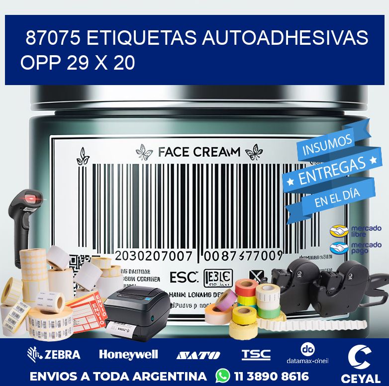 87075 ETIQUETAS AUTOADHESIVAS OPP 29 X 20