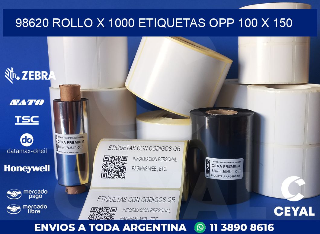98620 ROLLO X 1000 ETIQUETAS OPP 100 X 150