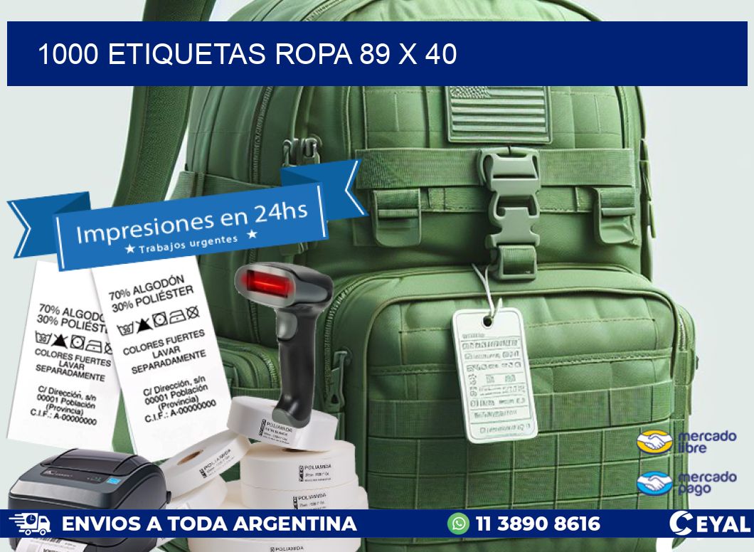 1000 ETIQUETAS ROPA 89 x 40