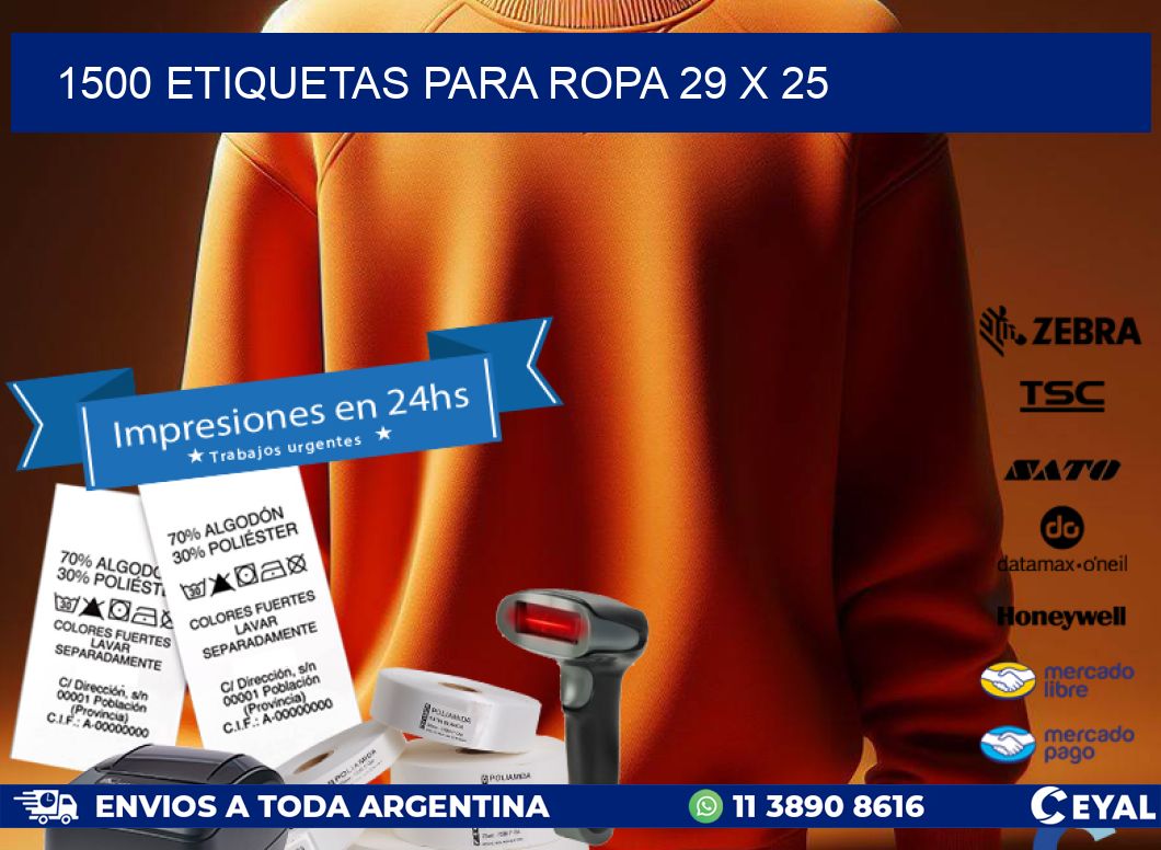 1500 ETIQUETAS PARA ROPA 29 x 25