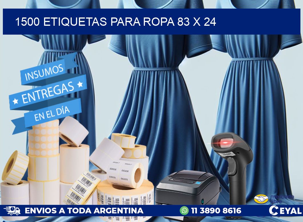 1500 ETIQUETAS PARA ROPA 83 x 24