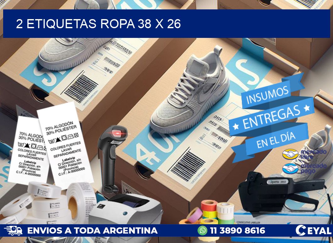 2 ETIQUETAS ROPA 38 x 26