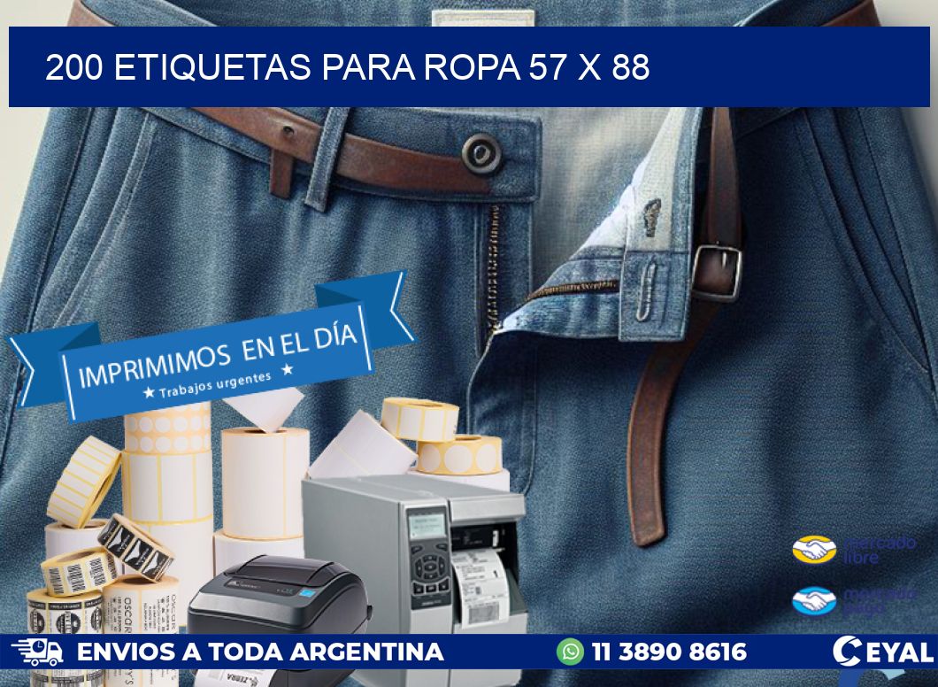 200 ETIQUETAS PARA ROPA 57 x 88