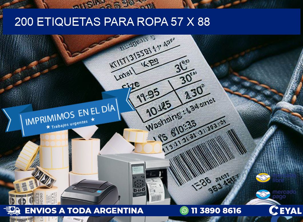 200 ETIQUETAS PARA ROPA 57 x 88